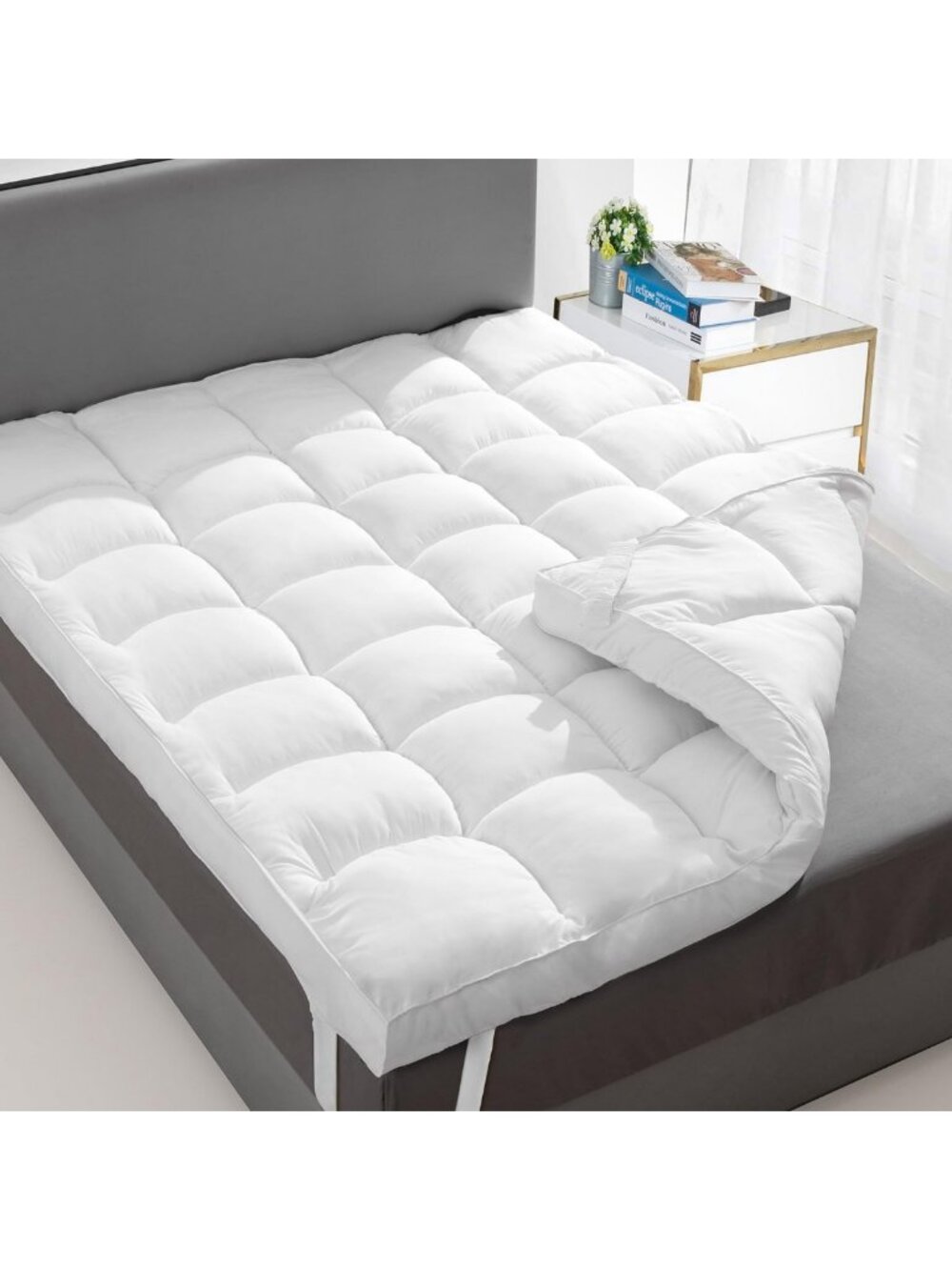 1400 GSM King Mattress Topper, Extra Thick Cooling Pillow Top Plush Pad